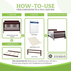 Full-Size Conversion Kit Bed Rails Compatible with Delta Children Convertible Cribs - Solid Wood Rail #0050 - Toddler & Adult Bed Rail for Full-Size Beds - Baby Furniture (Espresso Cherry - 205)