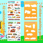 Jelly Sticker Books for Toddlers 2-4 Years, Reusable Sticker Book for Kids 1-3, Toddler Travel Essentials Vehicles Stickers for Kids Toddler Plane Activities (Vehicles)