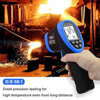 BTMETER BT-1800 Non Contact Pyrometer High Temperature Infrared Thermometer Gun -58°F ~3272°F (-50~1800℃) DS 50:1 for Metal Melting Furnace Forge Kiln Tempe Tester-Blue(NOT for Human Temp)