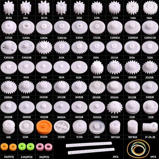 Plastic Gear Set, 75Pcs Single Double Reduction Gear Worm Gear for DIY Car Robot QY12