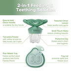 Haakaa Clover Baby Fruit Feeder Teether & Mini Freezer Nibble Tray – BPA-Free Silicone Breastmilk Popsicle Mold for Baby Teething Relief & Self-Feeding, 4M+ (Pea Green)