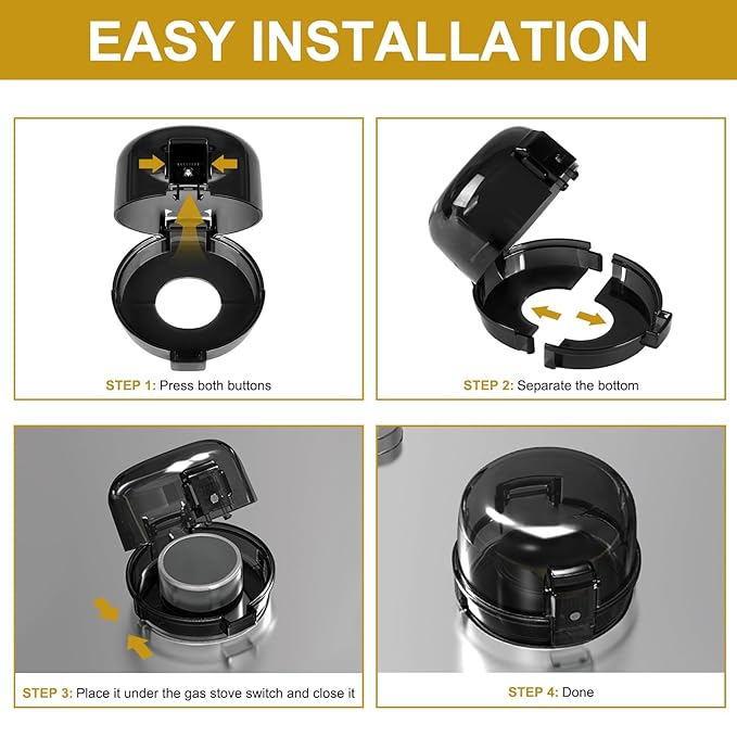 5-Pack Stove Knob Covers for Child Safety - Universal Size Gas Stove Knob Covers with Adhesive, Heat-Resistant Baby Proof Stove Knob Covers, Dual-Key Oven Knob Covers for Child Safety and Pet (Black)