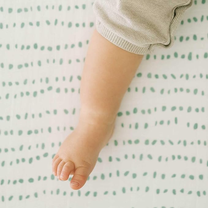 Little Unicorn Premium Crib Sheet | Breathable & Super-Soft Muslin Fabric (Stone Stripe)