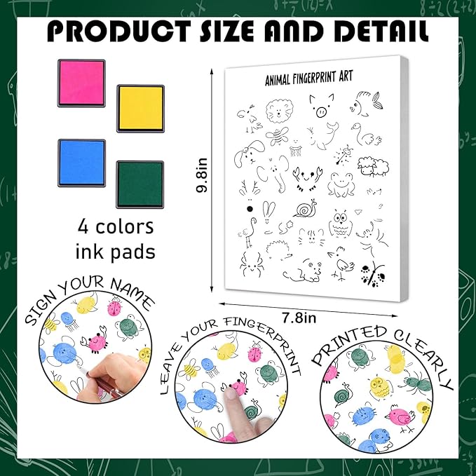 SHINCO Cute Teacher Appreciation Gift Fingerprint Art, Animal Fingerprint Art, Children's Creative Souvenirs, Children's Day DIY Souvenirs