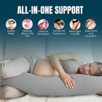 G Pregnancy Pillows with 2 Covers for Sleeping - G Shaped Full Body Maternity Pillow for Pregnant Women with Premium Removable Covers - Support for Back, Legs, Belly, HIPS, 69 Inch, Grey