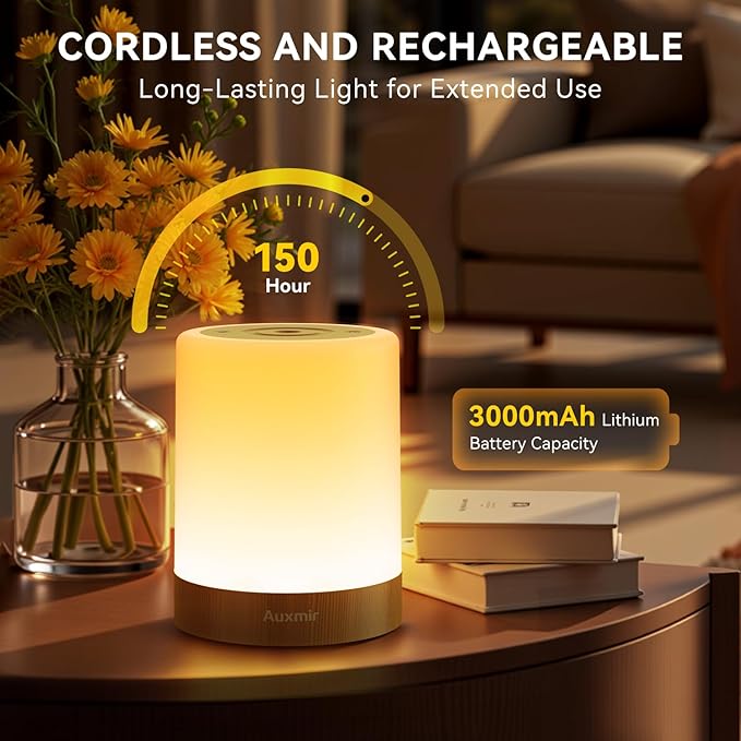 Night Light for Kids Baby, Dimmable Touch Lamp for Nursery, 11 RGB Colors 5 Brightness, Portable Rechargeable Bedside Table Lamp for Nightstand, Kids Night Light for Bedroom Living Room