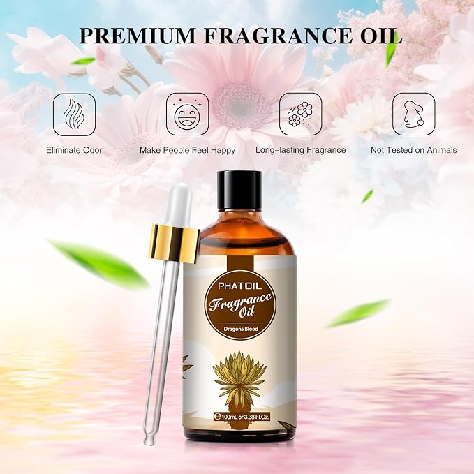 PHATOIL 3.38FL.OZ Dragons Blood Fragrance Oils for Aromatherapy, Essential Oils for Diffusers for Home, Perfect for Diffuser, DIY Candle and Soap Making, DIY Scented Products - 100ml