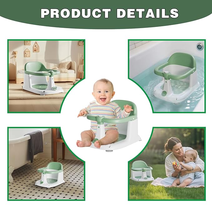 Baby Bath Seat for Babies 6 Months & up - Sit up Bathtub Seat for Toddlers - Infant Tub Shower Chair with Powerful Suction Cups
