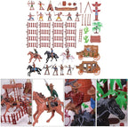 NUOBESTY Cowboys and Indians Plastic Figures Playset, Wild West Cowboys and Indians Models for Miniature Sandbox Decoration Educational Toys for Children