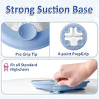 Stainless Steel Toddler Plate with Suction, 9” Divided Plates with Removable Silicone Sleeves for Kids, Non Toxic & BPA Free | Non Slip | Unbreakable Baby Snack Dishes Set of 2, Blue & Gray