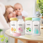 YOHKOH Breast Milk Storage Bottles - Wide Neck Glass Breastmilk Storage Bottles with Lids, BPA-Free (Green, 5.4oz (Pack of 6))