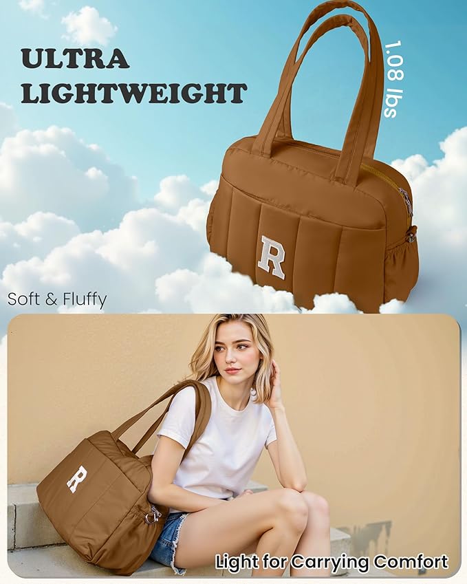 College Girl Gift-Duffle Bag with Letter, Carry On Bags for Women，Overnight Bag with Wet Pocket，Lightweight Travel Bags Personalized Gym Tote with Makeup Pouch