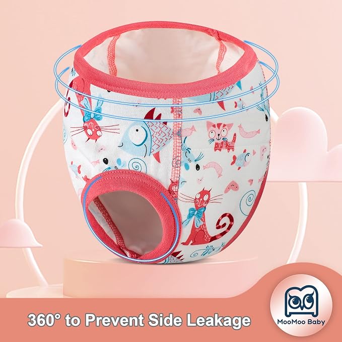 MooMoo Baby 8 Packs Potty Training Pants Cotton Absorbent Training Underwear for Toddler Boy and Girls 2T-9T