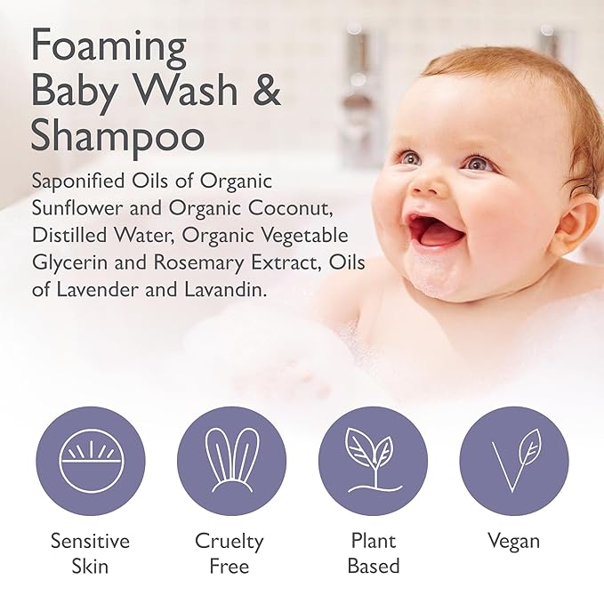 SoCal Suds & Company 2-in-1 Organic Foaming Shampoo & Body Wash - Gentle Botanical Baby Wash for Sensitive Skin Bath - Nourishing Soothing Castile Soap - Lavender, 6 oz (Pack of 1)