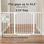 Cumbor 29.7-54.2" Wide Baby Gate for Stairs, Mom's Choice Awards Winner-Self Closing Dog Gate Indoor for Doorways, No Drilling Pressure Mounted Pet Gates for Kids, Easy Walk Through Safety Gate, White