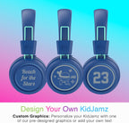 MEE audio KidJamz KJ55BT Personalized Bluetooth Wireless Safe Listening Headphones for Kids w/Custom LED-Backlit Design, Volume Limiter, Microphone; Kids Headset for School/iPhone/iPad/Tablet (Blue)