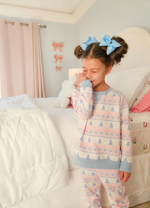 Wee Ones Girls' Plain Wrap Classic Grosgrain Hair Bows on a WeeStay No-Slip Hair Clip, Handmade, Mini, Millennium Blue