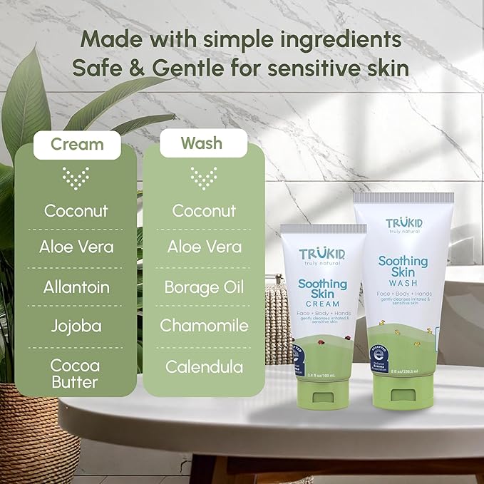 TruKid Eczema Bubble Podz with Eczema Cream & Bubble Glove – Gentle Bubble Bath and Skincare Set for Kids and Toddlers