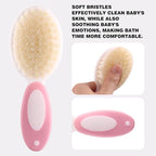 Baby Grooming Kit with Storage Pouch Baby Brush Soft Bristles 5 pcs-Infant Brush, Rounded Comb, Safety Scissors, Nail Clippers & Emery Board -Health Care Kit for Newborns & Toddlers Pink