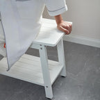 Large Waterproof Shower Bench for Inside, HDPS White Shower Stool for Shaving Legs, Spa Bath Chair Seat for Bathroom, Indoor/Outdoor Use, No Maintenance, Weight Capacity 500LBS