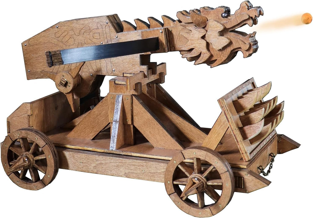 Mini Dragon Ballista Ancient Missile Launcher China Three Kingdoms Chariot Wooden Catapult DIY 3D Puzzles Model Kits STEM Projects Tabletop Toys