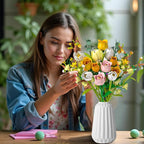 Pink Roses Bouquet Building Set for Adults - Artificial Flowers Botanical Collection for Home Decor & Table Centerpieces - Creative Gift for Women, Plant & Flower Lovers