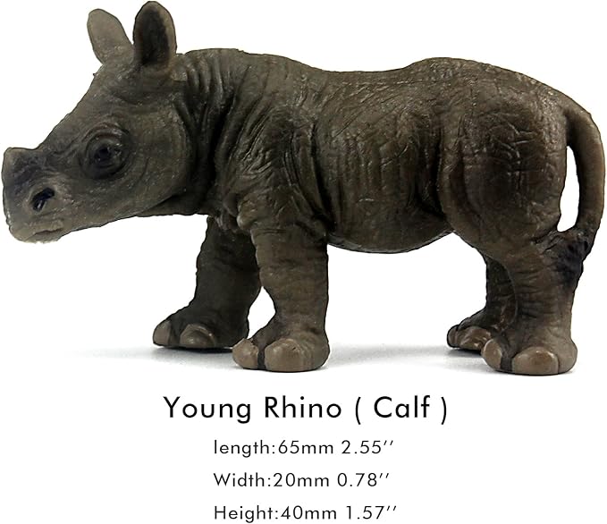 FUNSHOWCASE African Jungle Animals Toy Rhinoceros Figure Realistic Miniature 3-Piece #1698-1700