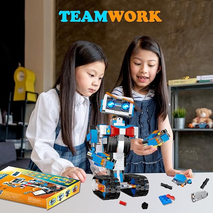 okk Robot Building Toys for Boys, STEM Projects for Kids Ages 8-12, Remote & APP Controlled Engineering Learning Educational Coding DIY Building Kit Rechargeable Robot Toy Gifts for Girls