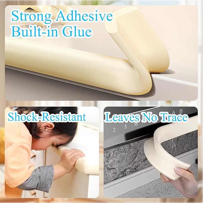 Baby Proofing Edge Corner Protector,1Roll L-Shape Soft Cabinet Door Bumper Corner Strip,8 Furniture Safety Bumper Corner Guards,Wall Protector,Self Adhesive,for Nursery,Kitchen,Fireplace,Table