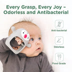 Teething Toy for Infants & Babies, Teethers for Babies 3-6 Months, Baby Teethers 0-6 Months, Teething Toys 6-12 Months, TotCo Never-Drop Baby Teething Toy, Grey