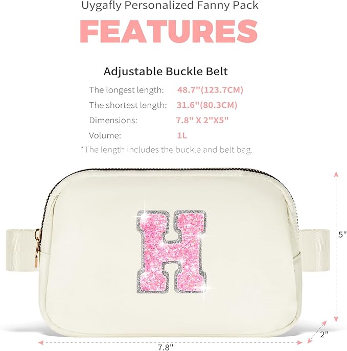 Monogrammed Gifts for Girls Women - Fanny Pack for Kids Teens,Crossbody Bag for Women Trendy Everywhere Belt Bag Monogrammed Crossbody Bag Waist Pack | Cream,Initial H