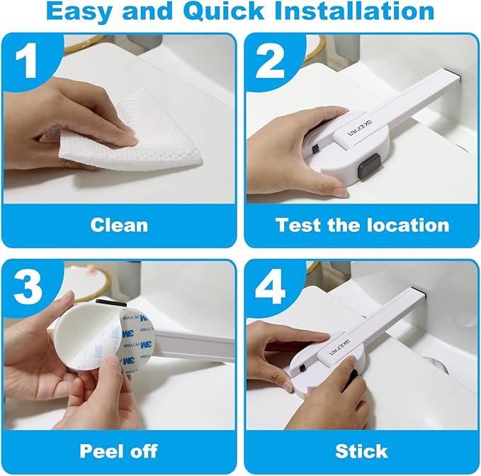 Toilet Locks Baby Proof - OKEFAN Toilet Seat Lock Child Safety for Toddlers Adhesive Kids Proofing Toilet Lid Lock Easy to Install No Drill Needed (2)