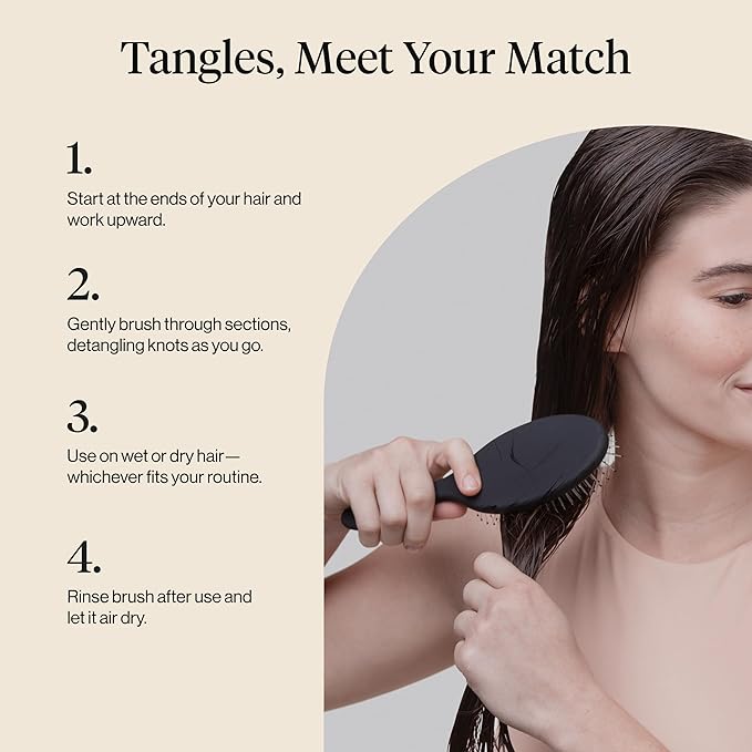 Kitsch Detangler Hair Brush for Wet and Dry Hair, Curly or Straight Hair, Detangling Brush with Flexible Hairbrush Bristles, Hair brushes for Women & Men, Adults & Kids, for Shower & Travel - Black