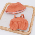 Etistta 6.7 inch Doll Clothes with Hat, Corduroy Bib Pants Overalls for 17cm Doll Accessories Outfits (Orange)