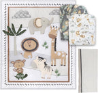 The Peanutshell 4 Piece Organic Cotton Baby Crib Bedding Set for Boys & Girls - Newborn, Infant & Toddler Nursery Bed Set Decor with Two Crib Sheets, Dust Ruffle Comforter - Safari Serenity