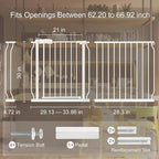 Extra Wide Baby Gate with Door Pressure Mounted 62.20-66.92 Inch,Child Baby Gates for Doorways No Drilling,Walk Through Dog Gate Indoor for The House Kitchen Stairs,White