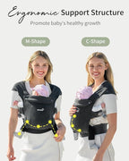 GROWNSY Baby Carrier Newborn to Toddler, Cozy Baby Wraps Carrier, Ergonomic Baby Carrier with Head Support, Deep Gray