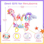 Koty Carseat Toys Hanging, Pink Mermaid Stroller Toys for Babies 0-6 Months, Baby Car Seat Toy with Crinkle, Teether, Music Box, Rattle, BB Squeaker for Babies Boys Girls Gifts (Pink Mermaid)