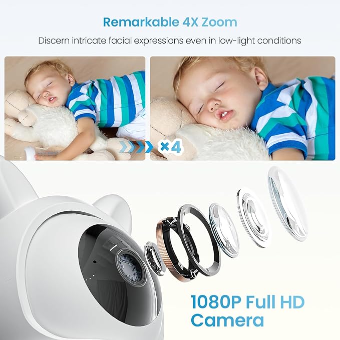 ieGeek Baby Monitor with 2 Cameras, Split-Screen Video Baby Monitor with Audio and 1080P Camera 4.3" Screen - Night Vision, Two-Way Talk, Cry & Motion Detection, Pan-Tilt-Zoom via Screen and Free APP