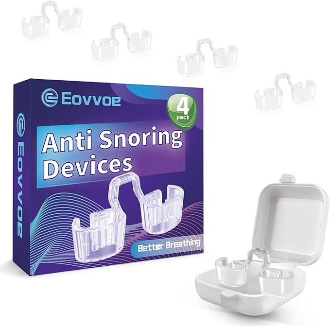 Anti Snoring Devices, Nasal Opener for Sleep Breathing, Increases Airflow, Three Adjustable Sizes, Individually Packaged, Easy to Carry - 4 Pack
