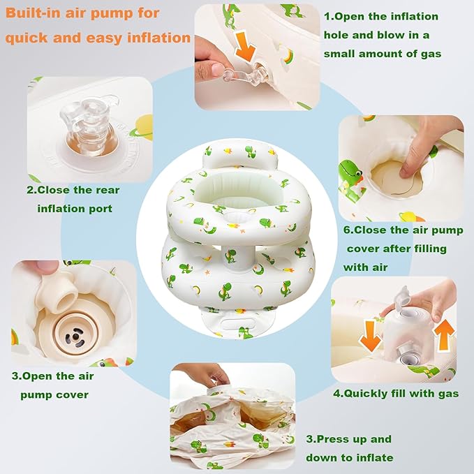 Thickened Inflatable Baby Seat, Sit Me Up Floor Seat for Babies 3-36 Months with Tray, Sitting Support Infant Chair, Built in Air Pump