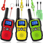 Wishouse Kids Walkie Talkies Rechargeable 3 Pack, Girls Boys Toys Age 7 8 9 10 for Outdoor Camping Adventure Games with Flashlight, Birthday Xmas Gift for 4 5 6 Year Old Children