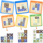 Wooden Matching Game Puzzle Games, Pattern Block Match Puzzles Building Cubes with Bell for Kids and Adults Toys Board Games for Family Night
