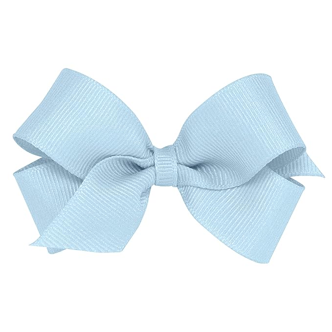 Wee Ones Girls' Plain Wrap Classic Grosgrain Hair Bows on a WeeStay No-Slip Hair Clip, Handmade, Mini, Millennium Blue
