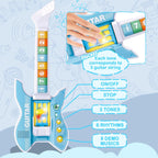 deAO Kids Guitar and Microphone Set with Stand Adjustable Height Music Light Karaoke Music Toys Christmas Birthday Gift for Kids Boys Girls (Blue)