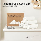 6-Pack Cotton Baby Washcloths for Newborn - Organic Cotton Muslin Soft Wash Cloths for Babies, Infant, Kids, Toddler Towels for Boy,Girl,Super Absorbent Face Cloths,Scratch-free Baby Rags (Soft White)