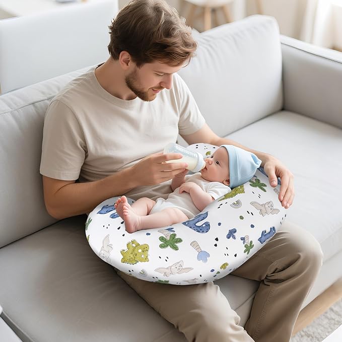 Nursing Pillow Cover – Soft Breathable Cotton, Fits Standard Breastfeeding Pillows, Washable & Hypoallergenic for Newborn Baby Girls & Boys,Cover Only (1 Pcs)