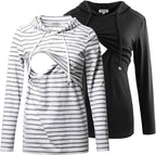 GINKANA Women's Nursing Hoodie Sweatshirt Long Sleeves Breastfeeding Maternity Tops Casual Clothes