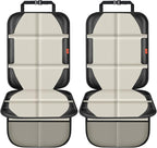 Car Seat Protector,2 Pack Car Seat Protectors Baby Carseat Waterproof Durable 600D Fabric for Child Baby Car Seat Mat Vehicle Pet Cover 2 Storage Pockets (2 Pack Beige)
