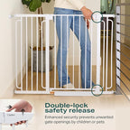 Cumbor 36" Extra Tall Baby Gate for Stairs, 29.7-57" Extra Wide Dog Gate for Doorways Hallways, Pressure Mounted Child Gate for Wide Opening, Auto Close Personal Safety for Babies and Pets, White